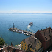 Blick auf den Hafen von Meersburg